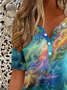 Women Abstract Short Sleeve Tee T-shirt Crew Neck Printing Casual Summer Graphic Tee Top