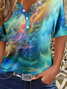Women Abstract Short Sleeve Tee T-shirt Crew Neck Printing Casual Summer Graphic Tee Top