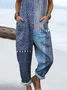 Women Striped Square Neck Sleeveless Casual Spring/Fall Bib Pants