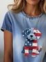Women Dog Short Sleeve Tee T-shirt Crew Neck Printing Casual Summer Graphic Tee Top