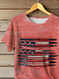 Women Independence Day (Flag) Short Sleeve Tee T-shirt Crew Neck Printing Casual Summer Graphic Tee Top