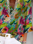 Women Floral Three Quarter Sleeve Blouse Spring/Fall Printing V Neck Daily Casual Top