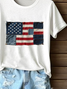 Women Independence Day (Flag) Short Sleeve Tee T-shirt Crew Neck Printing Casual Summer Graphic Tee Top