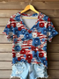 Women Floral Short Sleeve Tee T-shirt V Neck Printing Casual Summer Graphic Tee Top