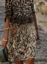 Women Floral Half Sleeve Summer Printing Dress V Neck Daily Casual Mini Shift Dress H-Line Dress