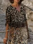 Women Floral Half Sleeve Summer Printing Dress V Neck Daily Casual Mini Shift Dress H-Line Dress