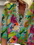 Women Floral Three Quarter Sleeve Blouse Spring/Fall Printing V Neck Daily Casual Top