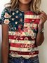 Women Animal Short Sleeve Tee T-shirt Crew Neck Vintage Summer Top