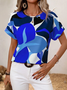 Women Abstract Short Sleeve Tee T-shirt Crew Neck Printing Casual Summer Graphic Tee Top