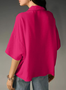 Women Plain Half Sleeve Shirt Summer Split Joint Shawl Collar Daily Casual Top