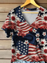 Women Floral Short Sleeve Tee T-shirt V Neck Printing Casual Summer Graphic Tee Top