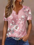 Women Floral Short Sleeve Tee T-shirt Crew Neck Printing Casual Summer Graphic Tee Top