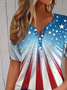 Women Independence Day (Flag) Short Sleeve Tee T-shirt Crew Neck Printing Casual Summer Graphic Tee Top