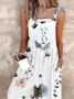 Women Floral Square Neck Gallus Casual Summer Cotton And Linen Jumpsuit