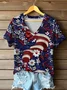 Women Floral Short Sleeve Tee T-shirt V Neck Printing Casual Summer Graphic Tee Top
