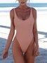 Swimsuit Solid Color Simple Bikini Women's Sexy Solid Color One-piece Swimsuit