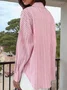 Women Striped Long Sleeve Shirt Spring/Fall Polo Collar Daily Casual Top