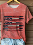 Women Independence Day (Flag) Short Sleeve Tee T-shirt Crew Neck Printing Casual Summer Graphic Tee Top