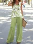 Women Floral Printing Two-Piece Set Daily Sleeveless Casual Summer Multi-Piece Set Matching Set