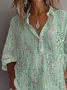 Women Abstract Long Sleeve Shirt Spring/Fall Printing Shirt Collar Daily Casual Top