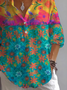 Women Floral Long Sleeve Shirt Spring/Fall Printing Shirt Collar Daily Casual Top