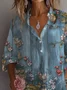 Women Ombre Long Sleeve Shirt Spring/Fall Printing Shirt Collar Daily Casual Top