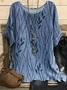 Women Plants Three Quarter Sleeve Tee T-shirt Crew Neck Vintage Spring/Fall Top