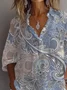Women Floral Long Sleeve Shirt Spring/Fall Printing Shirt Collar Daily Casual Top