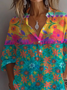Women Floral Long Sleeve Shirt Spring/Fall Printing Shirt Collar Daily Casual Top
