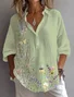 Women Floral Long Sleeve Shirt Spring/Fall Printing Shirt Collar Daily Casual Top