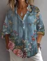 Women Ombre Long Sleeve Shirt Spring/Fall Printing Shirt Collar Daily Casual Top