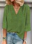 Women Floral Three Quarter Sleeve Blouse Spring/Fall Printing V Neck Daily Casual Top