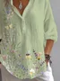 Women Floral Long Sleeve Shirt Spring/Fall Printing Shirt Collar Daily Casual Top