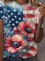 Women Floral Short Sleeve Tee T-shirt Crew Neck Printing Casual Summer Graphic Tee Top