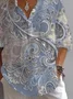 Women Floral Long Sleeve Shirt Spring/Fall Printing Shirt Collar Daily Casual Top