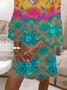 Women Floral Half Sleeve Summer Printing Dress V Neck Daily Casual Maxi H-Line Dress