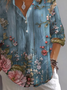 Women Ombre Long Sleeve Shirt Spring/Fall Printing Shirt Collar Daily Casual Top