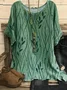 Women Plants Three Quarter Sleeve Tee T-shirt Crew Neck Vintage Spring/Fall Top