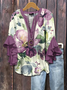 Women Floral Half Sleeve Shirt Summer Printing V Neck Daily Casual Top