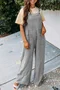 Women Plain Spaghetti Sleeveless Casual Summer Jumpsuit