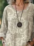 Women Floral Three Quarter Sleeve Tee T-shirt Crew Neck Printing Casual Spring/Fall Top