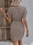 Women Geometric Short Sleeve Summer Asymmetric Dress V Neck Dolman Sleeve Daily Vintage Midi Tank A-Line Dress