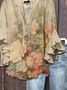 Women Floral Half Sleeve Shirt Summer Printing V Neck Daily Casual Top