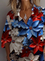 Women Floral Long Sleeve Shirt Spring/Fall Printing Shirt Collar Daily Casual Top