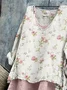 Women Floral Long Sleeve Blouse Spring/Fall Printing V Neck Daily Casual Top