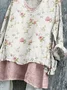Women Floral Long Sleeve Blouse Spring/Fall Printing V Neck Daily Casual Top