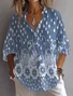 Women Floral Long Sleeve Shirt Spring/Fall Shirt Collar Daily Casual Top