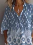 Women Floral Long Sleeve Shirt Spring/Fall Shirt Collar Daily Casual Top