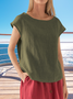 Women Plain Short Sleeve Tee T-shirt Crew Neck Casual Summer Top