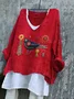 Women Floral Long Sleeve Blouse Spring/Fall Printing V Neck Daily Casual Top